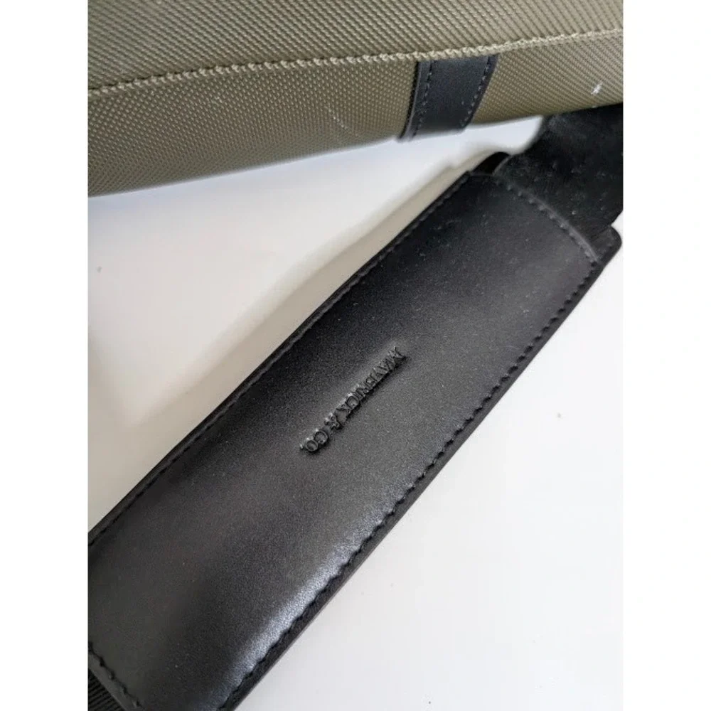 Maverick and C Olive Green Canvas Nylon‎ Strip Duffle Bag Weekend Travel Pockets